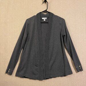 Charter Club Cardigan Women's Medium Gray Open Front Long Sleeves